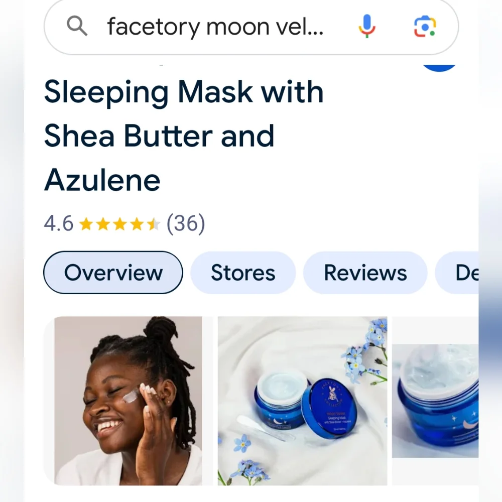 ๐ธ FaceTory Moon Velvet Sleeping Mask w/ Shea & Azulene NIB / NWT - Picture 11 of 16